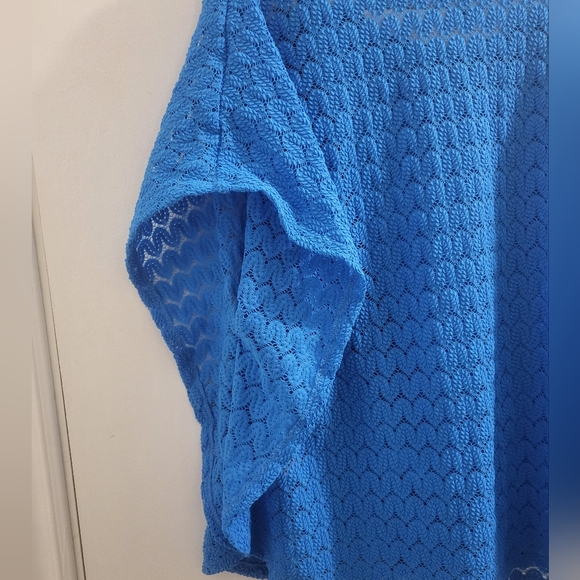 Ruby rd blue women's overshirt crochet sleeveless top - Picture 4 of 5